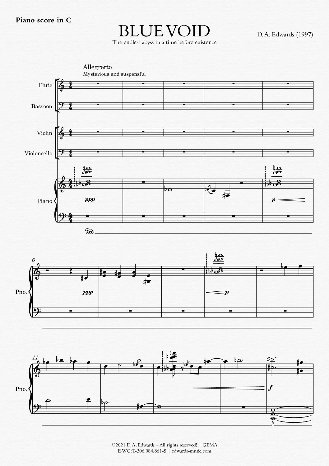 Preview of the piano score (score in C) page 1